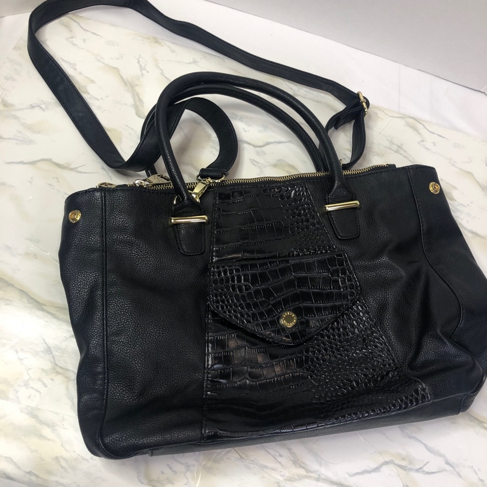Steve Madden black purse faux snake skin print